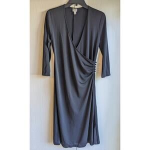 Isaac Mizrahi for Target Women's Black V-neck Long Sleeve Midi Dress Size M